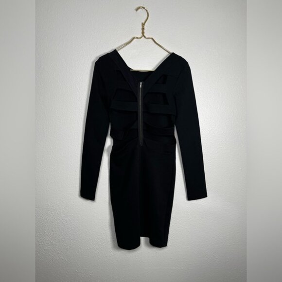 ASOS Black cutout body con long sleeve dress size 6 - Picture 7 of 9
